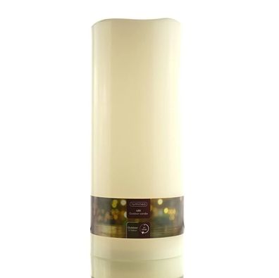 Lumineo Riesen LED Kerze Cremeweiß Ø 12,5 cm Höhe 30,5 cm aus Kunststoff - warmweiß