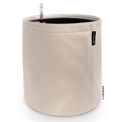 LECHUZA® Pflanzgefäße Trendcover Kunstleder 32 Creme beige All-in-One