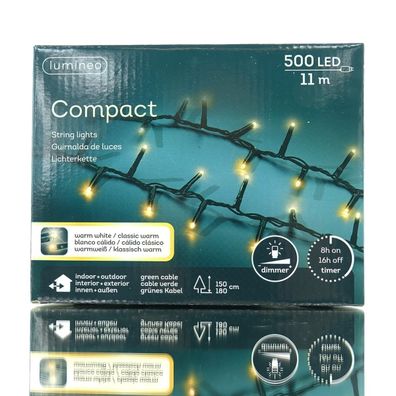 Lumineo LED Lichterkette Compact grün 11 Meter 500 Lichter - warmweiß / klassisch war