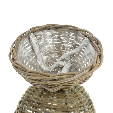VAN DER LEEDEN Korbampel Rattan Grau mit Metallaufhänger Ø 30 cm