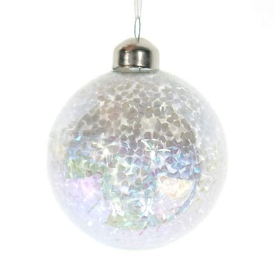 Kaemingk Weihnachtskugel Schneeflocken klein irisierend Ø 8 cm - Glas