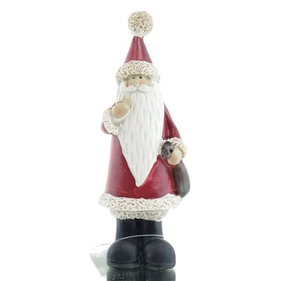 Posiwio Weihnachtsmann mt rotem Mantel & braunem Sack 14,5 cm - Polyresin