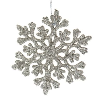 Kaemingk Bruchfester Weihnachtsschneeflockenanhänger Champagner Glitter Ø 9 cm