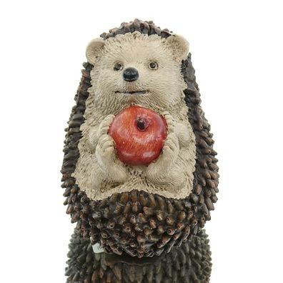 Posiwio Dekofigur Igel mit Apfel auf dem Rücken & Kopf gerade - Polyresin