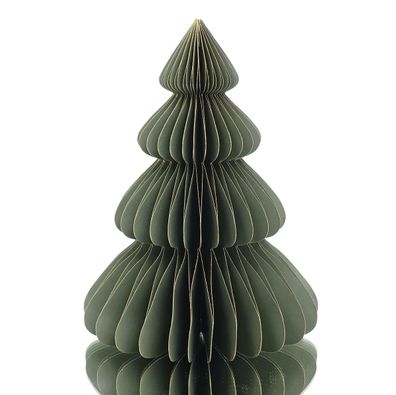 Posiwio Weihnachtsdeko Tanne Khakigrün mit Glitter Ø 15 cm Höhe 20 cm - Papier