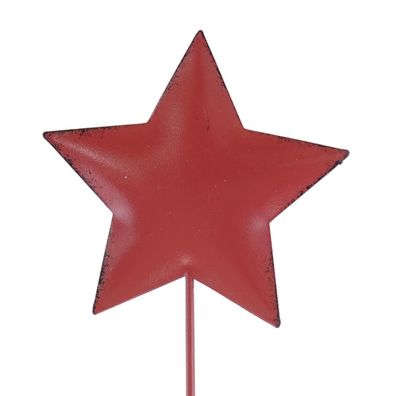 Posiwio Weihnachtspflanzenstecker Stern Vintage Rot Ø 5,5 cm 25,5 cm - Metall