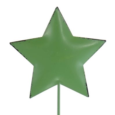 Posiwio Weihnachtspflanzenstecker Stern Vintage Grün Ø 5,5 cm 25,5 cm - Metall