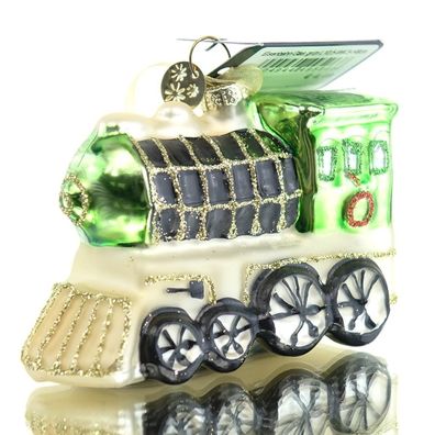 Nostalgie Weihnachtsanhänger Eisenbahn Grün 6 cm - Glas