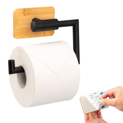 bremermann Bad-Serie PIAZZA BLACK TAPE BAMBUS - Toilettenpapierhalter mit Klebepad