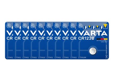 Varta CR1220 Lithium Knopfzelle 3V 1er Blister – 10er-Set
