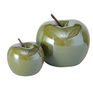 Dekoaufsteller Perly Apfel Porzellan H 7/9 cm Ø 7/11 cm grün 2-teilig