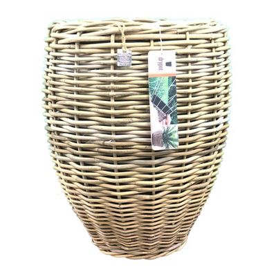 VAN DER LEEDEN DRYPOT® Rattan Pflanzkübel Grau Ø 48 cm - Sylter Körbe