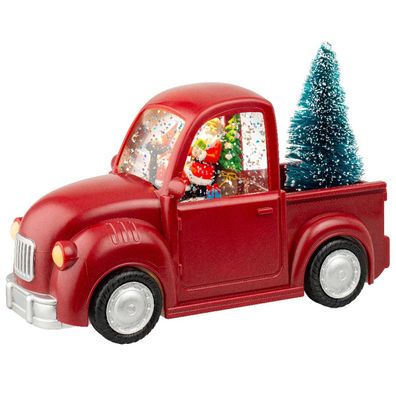 Lumineo Batterie LED Weihnachtsmann im roten PickUp Beleuchtung Bewegung & Musik 22,5