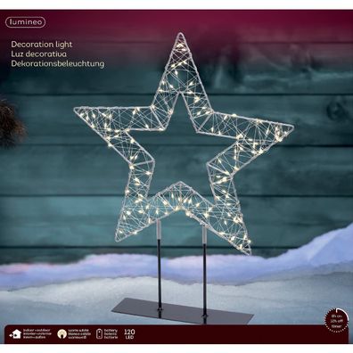 Lumineo Batterie Micro-LED Weihnachtsstern Silberfarben Ø 38 cm 120 Lichter - warmwei