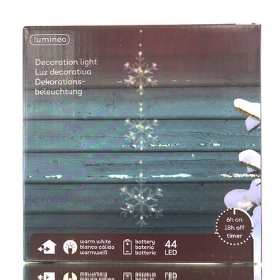 Lumineo Batterie Micro-LED 3 Schneeflocken Transparent 0,62 Meter 44 Lichter - warmwe