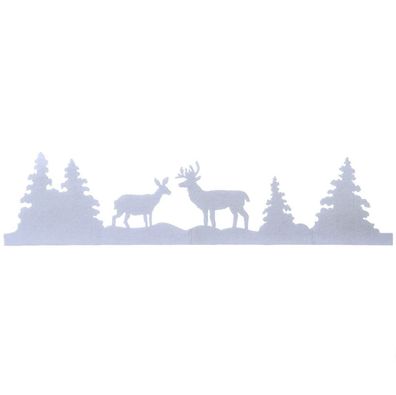 Weihnachtliche Fensterdeko Schneerand Wald Weiß 100 x 24 cm - Polyester