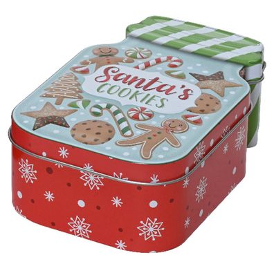 Kaemingk Weihnachtskeksdose "Santa´s Cookies" 15 x 9,6 cm - Zinn
