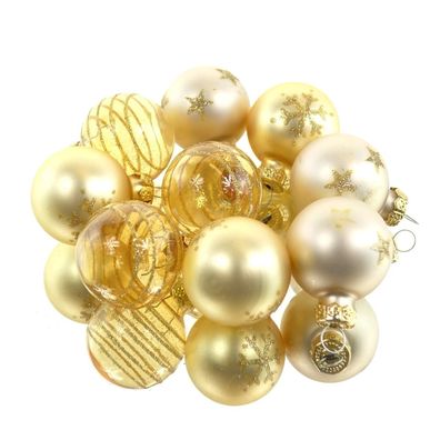 Christbaum-Micro-Kugeln Perle & Goldfarben 3er mix Ø 3 cm aus Glas - 9er Set