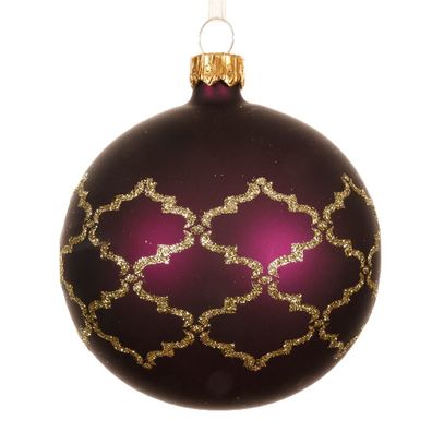 Weihnachtskugel Feige mit goldfarbenen Muster Ø 8 cm - Glas