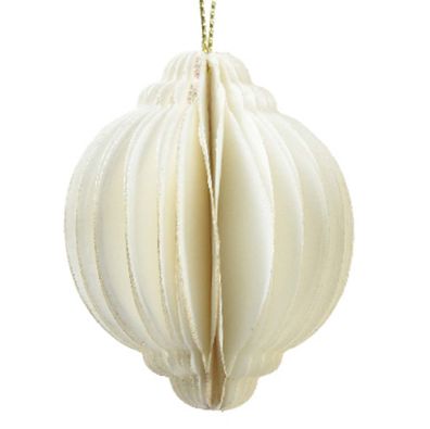 Kaemingk Weihnachtsaufhänger Kugel Weiß Ø 6 cm - Papier