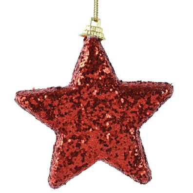 Weihnachtsanhänger Stern Rot bruchfest Höhe 2,5 cm Breite 14,5 cm Länge 20 cm 6 Stück