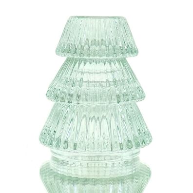 Stabkerzenhalter Baumform Hellgrün Ø 6,4 cm Höhe 7,8 cm - Glas