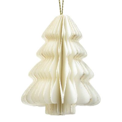Kaemingk Weihnachtsanhänger Tannenbaum Weiß Glitter & Aufhänger 6 cm - Papier