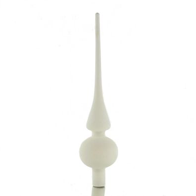 Weihnachtsbaumspitze Wollweiß matt Ø 6 cm 26 cm hoch - Glas