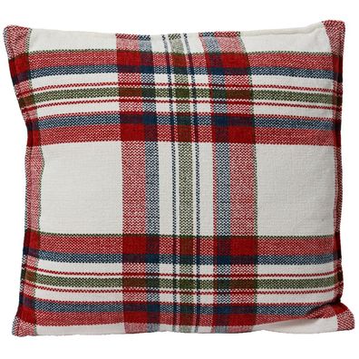 Kissen Rot Cremeweiß kariert 45 x 45 cm - Polyester