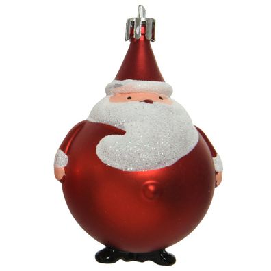 Weihnachtskugel "Weihnachtsmann" Rot matt bruchfest Ø 8 cm Höhe 8,5 cm - Kunststoff