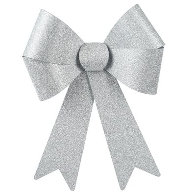 Weihnachtsschleife silberglänzend Höhe 29 cm Breite 21 cm - Kunststoff