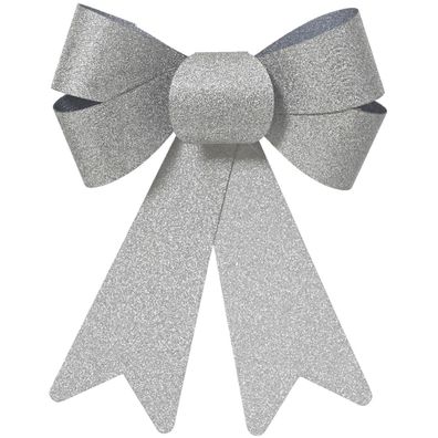Weihnachtsschleifen silberglänzend Höhe 17 cm Breite 15 cm 2er Set - Kunststoff