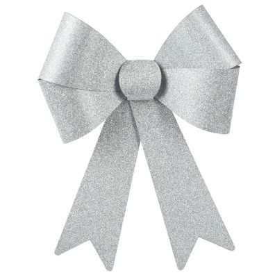 Weihnachtsschleife silberglänzend Höhe 50 cm Breite 38 cm - Kunststoff