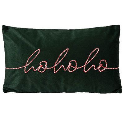 Weihnachtskissen hohoho Dunkelgrün Rot & Weiß 50 x 30 cm - Polyester