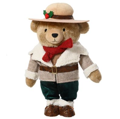 Teddybär Beige mit Jacke & beigefarbenen Hut 31 cm - Polyester