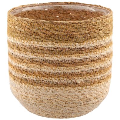 GASPER Creativ home Übertopf Braun & Natur mit Folienauskleidung Ø 16 cm - Seegras