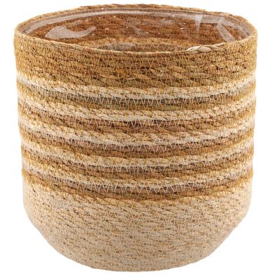 GASPER Creativ home Übertopf Braun & Natur mit Folienauskleidung Ø 18 cm - Seegras