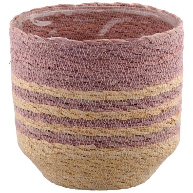 GASPER Creativ home Übertopf Rosa & Natur mit Folienauskleidung Ø 14,5 cm - Seegras