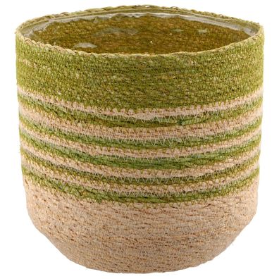 GASPER Creativ home Übertopf Grün & Natur mit Folienauskleidung Ø 19,5 cm - Seegras