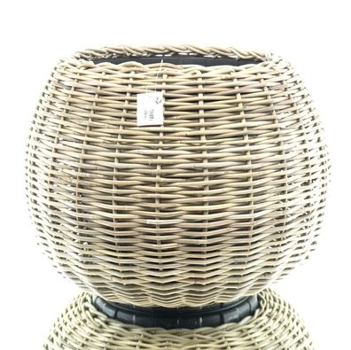 VAN DER LEEDEN DRYPOT® Rattan Tina Pflanzkübel Grau Ø 68 cm - Sylter Körbe