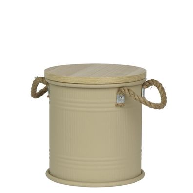 Kaemingk Eisentonne mit Deckel beige Ø 25 cm H: 27 cm