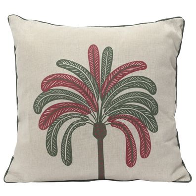 Kaemingk Outdoor-Kissen Palme rosa/grün L: 3 W: 45 H: 45 cm - Polyester-Baumwolle