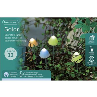 Lumineo Solar Stabbeleuchtung Pilze bunt Ø 4,5 cm L: 275 cm H: 20 cm kaltweiß
