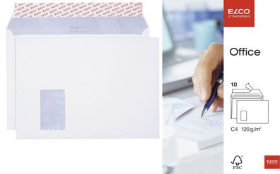 Elco 74493.12 Briefumschlag Office - C4, hochweiß, haftklebend, mit Fenster, 80 g/qm,