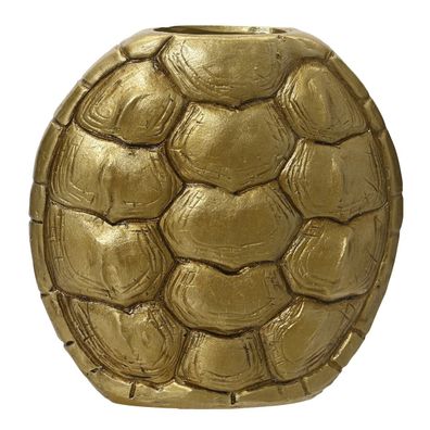 Kaemingk Vase Schildkrötenpanzer goldfarben L: 19,2 cm W: 7,4 cm H: 19,4 cm - Polyres