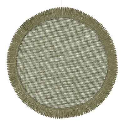 Everlands Tischset Grün Rand mit Fransenoptik Ø 38 cm - Papierseil