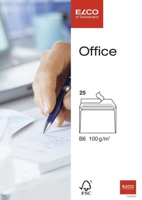 Elco 74492.12 Briefumschlag Office - B6, hochweiß, haftklebend, ohne Fenster, 100 g/q