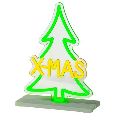 Neon LED Baum X-MAS L: 10 cm W: 25 cm H: 32 cm - bunt