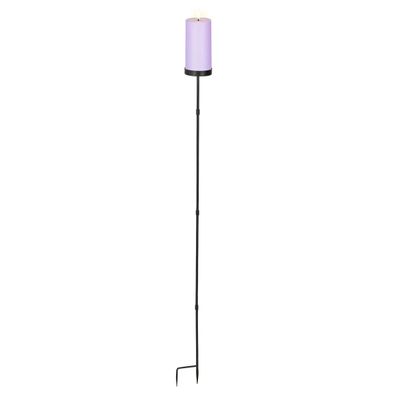 Lumineo Solar Kerze auf Stab lila Ø 7 cm H: 117 cm - Kunststoff - Eisen