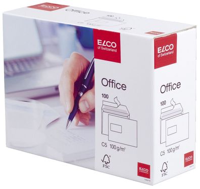 Elco 74537.12 Briefumschlag Office in Shop Box - C5, hochweiß, haftklebend, mit Fenst